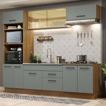 Cozinha Completa 270003 Com Armário E Balcão Rustic/Cinza Cozinha Completa 270003 Com Armário E Balcão Rustic/Cinza