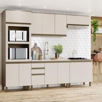 Cozinha Completa 271,5cm 5 Peças para Cooktop com Torre Quente para 2 Fornos 12 Portas 2 Gavetas Connect Henn - Duna/Cristal