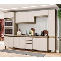 Cozinha Completa 306,5cm 6 Peças com Paneleiro 14 Portas 2 Gavetas Connect Henn - Duna/Cristal