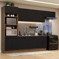 Cozinha Completa 330001 Com Armário E Balcão Rustic/Preto Cozinha Completa 330001 Com Armário E Balcão Rustic/Preto