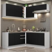 Cozinha Completa 349003 Com Armário E Balcão Branco/Preto Cozinha Completa 349003 Com Armário E Balcão Branco/Preto