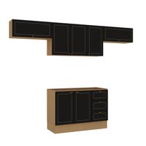 Cozinha Completa 4 Peças 3 Aéreos e 1 Balcão Conecta Frise Yescasa Cinamomo/Preto Cozinha Completa 4 Peças 3 Aéreos e 1 Balcão Conecta Frise Yescasa Cinamomo/Preto