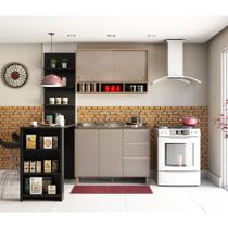 Cozinha Completa 4 Peças com Bancada Mesa Gourmet Armário Aéreo e Balcão de Pia Mel Luciane Móveis