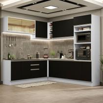 Cozinha Completa 459001 Com Armário E Balcão Branco/Preto Cozinha Completa 459001 Com Armário E Balcão Branco/Preto