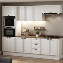 Cozinha Completa 5 Módulos Modelo Americano Provençal com Pés e Rodapés e Tampo Conecta Cozinha Completa 5 Módulos Modelo Americano Provençal com Pés e Rodapés e Tampo Conecta