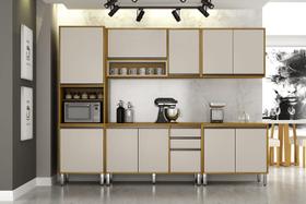 Cozinha Completa 5 Peças 11 Portas - Eduarda-Cinamomo/Off White - CHF Móveis