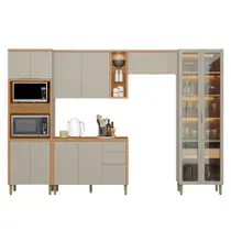 Cozinha Completa 5 Peças Arya 100% MDF Jequitibá/Gris Fosco - sallar home