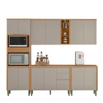 Cozinha Completa 5 Peças Arya 100% MDF Jequitibá/Gris Fosco - sallar home Cozinha Completa 5 Peças Arya 100% MDF Jequitibá/Gris Fosco - sallar home