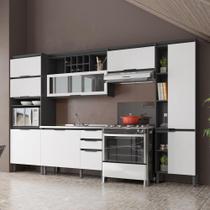 Cozinha Completa 5 Peças com Balcão para Pia Barcelona Multimóveis CR6185 Grafite/Branco