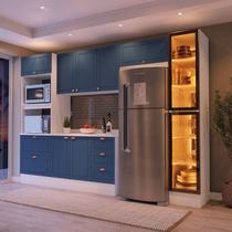 Cozinha Completa 5 Peças com Cristaleira em MDF Azul Yescasa Cozinha Completa 5 Peças com Cristaleira em MDF Azul Yescasa