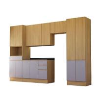 Cozinha Completa 5 Peças Com Espaço Para Micro-ondas E Tampo Freijó/freijó Brasil/cinza Puro Cozinha Completa 5 Peças Com Espaço Para Micro-ondas E Tampo Freijó/freijó Brasil/cinza Puro