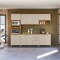 Cozinha Completa 5 Peças com Torre Quente e Aéreo Duplo Selene Jequitibá /Off White Fosco