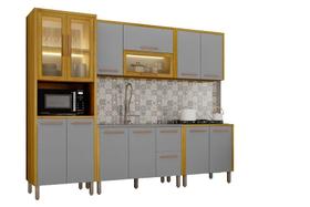 Cozinha Completa 5 Peças Donna 273 cm Vidro Reflecta e LED Aéreo 2 pts Cozinha Completa 5 Peças Donna 273 cm Vidro Reflecta e LED Aéreo 2 pts