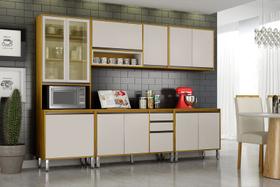 Cozinha Completa 5 Peças - Eduarda Cristaleira-Cinamomo/Off White - CHF Móveis Cozinha Completa 5 Peças - Eduarda Cristaleira-Cinamomo/Off White - CHF Móveis