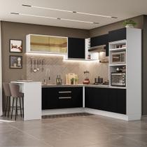 Cozinha Completa 504001 Com Armário E Bancada Branco/Preto Cozinha Completa 504001 Com Armário E Bancada Branco/Preto