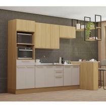 Cozinha Completa 6 Pçs Espaço Micro-ondas, Ilha, Tampo 347cm Freijó/freijó Brasil/cinammon