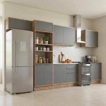 Cozinha Completa 6 Peças 2 Balcões 3 Armários Aéreos e 1 Torre Quente 100% MDF Viena Louro Freijó/Cinza Grafite Cozinha Completa 6 Peças 2 Balcões 3 Armários Aéreos e 1 Torre Quente 100% MDF Viena Louro Freijó/Cinza Grafite