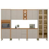 Cozinha Completa 6 Peças Arya 100% MDF Jequitibá/Gris Fosco - sallar home Cozinha Completa 6 Peças Arya 100% MDF Jequitibá/Gris Fosco - sallar home