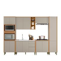 Cozinha Completa 6 Peças Arya 100% MDF Jequitibá/Gris Fosco - sallar home Cozinha Completa 6 Peças Arya 100% MDF Jequitibá/Gris Fosco - sallar home