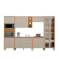 Cozinha Completa 6 Peças Arya 100% MDF Jequitibá/Gris Fosco - sallar home