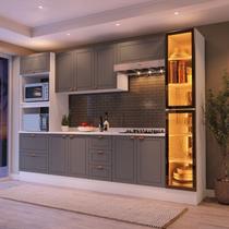 Cozinha Completa 6 Peças com Cristaleira MDF Branco Cinza Yescasa