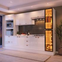 Cozinha Completa 6 Peças com Cristaleira MDF Estilo Americano Branco Yescasa Cozinha Completa 6 Peças com Cristaleira MDF Estilo Americano Branco Yescasa