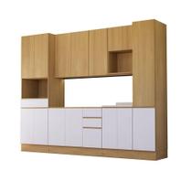 Cozinha Completa 6 Peças Com Espaços Para Micro-ondas Slim L Freijó/freijó Brasil/cinza Cristal