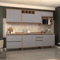 Cozinha Completa 6 Peças com Nicho para Micro-ondas e Tampo 280cm Isa Luciane Móveis