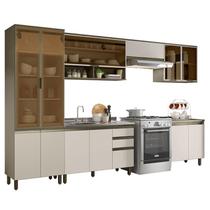 Cozinha Completa 6 Peças Connect com Cristaleira e Aéreo Vidro - Móveis Henn Cozinha Completa 6 Peças Connect com Cristaleira e Aéreo Vidro - Móveis Henn