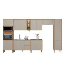Cozinha Completa 7 Peças Arya 100% MDF Jequitibá/Gris Fosco - sallar home Cozinha Completa 7 Peças Arya 100% MDF Jequitibá/Gris Fosco - sallar home