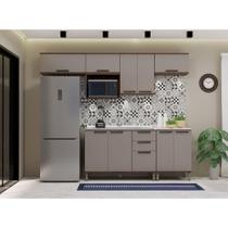 Cozinha Completa 7 Peças Sem Tampo E Com Nicho Micoondas Lun Nogueira Dourado/cinammon