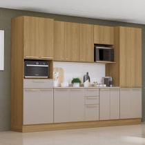 Cozinha Completa 8 Pçs Espaço Micro-ondas, Ilha, Tampo 320c Freijó/freijó Brasil/cinammon