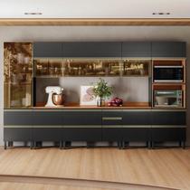 Cozinha Completa 8 Peças 100% Mdf Proença Nogueira/Carbono Prime