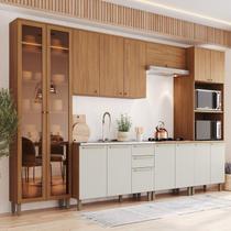 Cozinha Completa 8 Peças com Cristaleira Yasmin Espresso Móveis Cozinha Completa 8 Peças com Cristaleira Yasmin Espresso Móveis