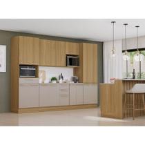 Cozinha Completa 8 Peças com Espaço para Micro-ondas, Ilha e Tampo 320cm Elegance Luciane Móveis