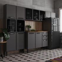 Cozinha Completa Aço 14 Ptas 2 Gav Grafite Estilo Bertolini