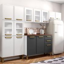 Cozinha Completa Aço c/ Portas Vidro Branco Bella Bertolini Cozinha Completa Aço c/ Portas Vidro Branco Bella Bertolini