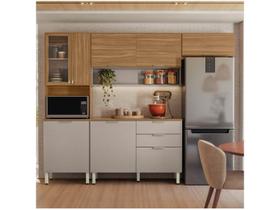 Cozinha Completa Alba 8 Portas 2 Gavetas com Vidro Amêndola/Nude Prime Tx - Demóbile