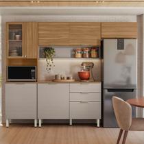 Cozinha Completa Alba 8 Portas 2 Gavetas com Vidro Amêndola/Nude Prime Tx - Demóbile