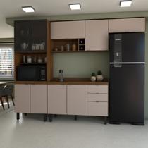 Cozinha Completa Alice 10 Portas 2 Gavetas Marrom/Nude - Panorama Móveis Cozinha Completa Alice 10 Portas 2 Gavetas Marrom/Nude - Panorama Móveis