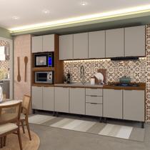 Cozinha Completa Alice 14 Portas 2 Gavetas Marrom/Nude - Panorama Móveis