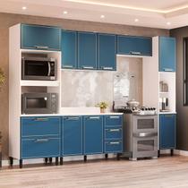 Cozinha Completa Amara 10 Portas 4 Gavetas 40250092 Branco/Azul - Politorno