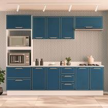 Cozinha Completa Amara 10 Portas 4 Gavetas Azul/Branco - Politorno