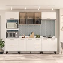 Cozinha Completa Amara 10 Portas 4 Gavetas com Vidro 40250783 Branco - Politorno Cozinha Completa Amara 10 Portas 4 Gavetas com Vidro 40250783 Branco - Politorno