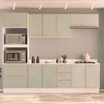 Cozinha Completa Amara 10 Portas 4 Gavetas Verde Oliva/Branco - Politorno