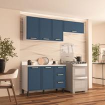 Cozinha Completa Amara 6 Portas 3 Gavetas Branco/Azul - Politorno