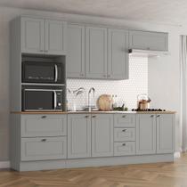 Cozinha Completa Americana 10 Portas 5 Gavetas 100% Mdf Cinza Hp/Nature - Henn Cozinha Completa Americana 10 Portas 5 Gavetas 100% Mdf Cinza Hp/Nature - Henn