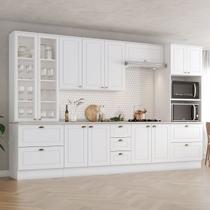 Cozinha Completa Americana 12 Portas 7 Gavetas com Vidro 100% Mdf Branco Hp - Henn