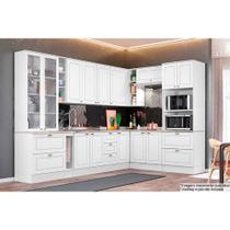 Cozinha Completa Americana 14 Peças (3 Armários + 4 Balcões + 1 Paneleiro + 6 Complementos) C14P02 Branco - Henn