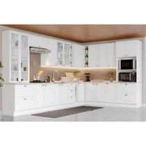 Cozinha Completa Americana 19 Peças (6 Armários + 2 Paneleiros + 6 Balcões + 5 Complementos) C5P56 Branco - Henn